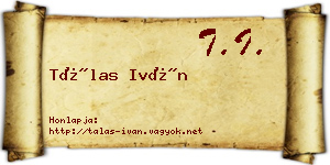 Tálas Iván névjegykártya